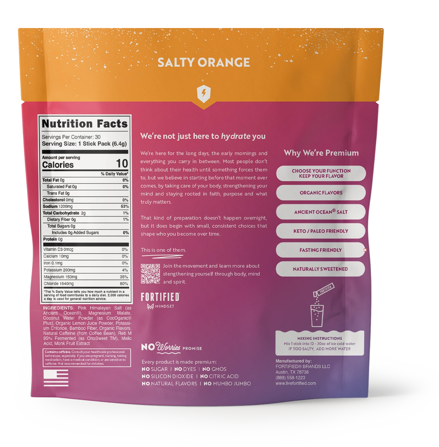 Energy Electrolyte Powder with Natural Caffeine by FORTIFIED®