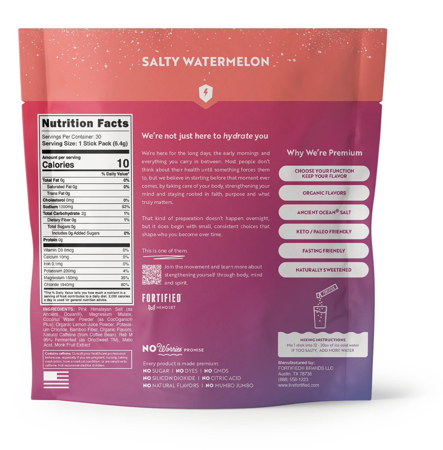 Energy Electrolyte Powder with Natural Caffeine by FORTIFIED®